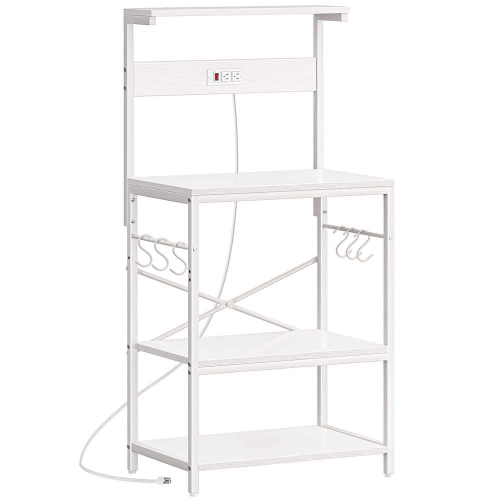 4 Tiers White Kitchen Bakers Storage Shelf Rack with Power Outlet, Coffee Bar Table, Microwave Stand with 6 Hooks price history on PriceWatchPro