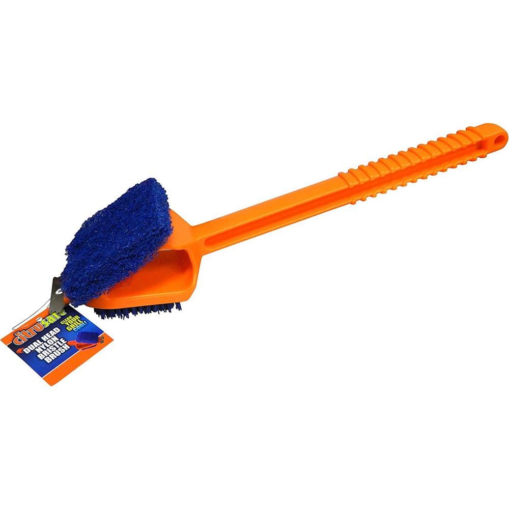 Citrusafe Heavy-Duty Combination Grill Brush with 3-Pads and Replacement Pads Kit Scrub Brush Grilling Set, Orange & Blue