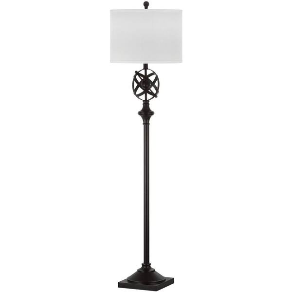 SAFAVIEH Franklin Armillary 60 in. Oil-Rubbed Bronze Floor Lamp with Off-White Shade