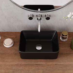 Liberty 16 in. L x 12 in . W Rectangular Bathroom Ceramic Vessel Sink in Black, Faucet not Included
