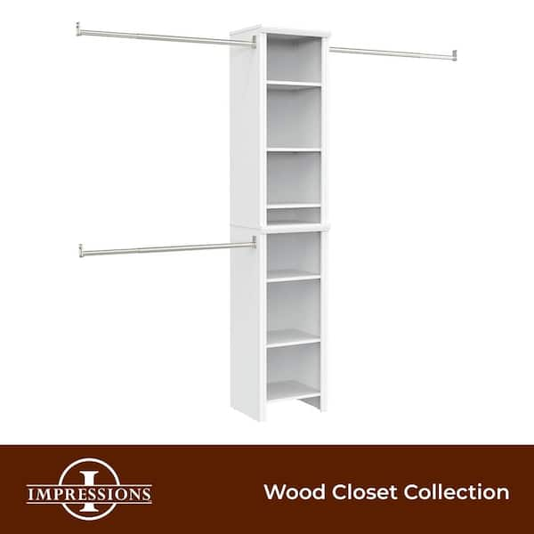 Impressions Narrow 48 in. W - 112 in. W White Wood Closet System