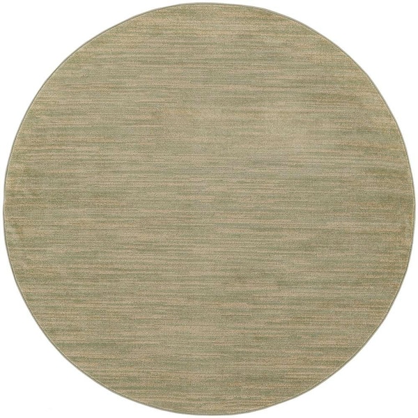 Essentials 6 ft. Round Green Gold Abstract Contemporary Indoor/Outdoor Area Rug