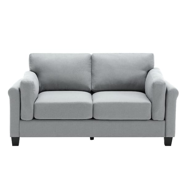 Morden Fort Modern Minimalist Couch 67.5 in. Grey Linen-Like 2 Seats ...