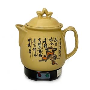 14.3-Cup Brown Ceramic Electric Kettle with Herb Cooking and Keep Warm Setting