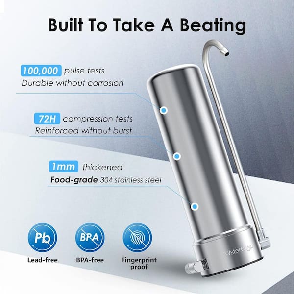 NSF/ANSI 42 and 372 Certified5-Stage Stainless Steel Faucet Water Filter,Reduce 99% Chlorine Extra CFF-01-1 Water Filter