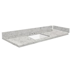 Silestone 49.25 in. W x 22.25 in. D Quartz White Rectangular Single Sink Vanity Top in Pietra