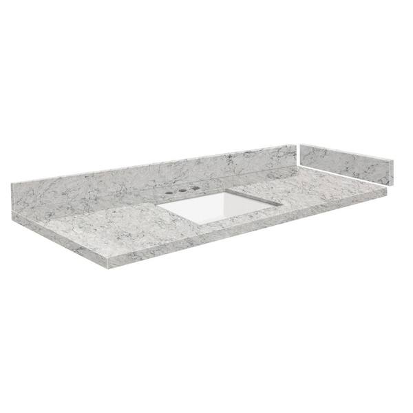 Transolid Silestone 49.5 in. W x 22.25 in. D Quartz White Rectangular Single Sink Vanity Top in Pietra