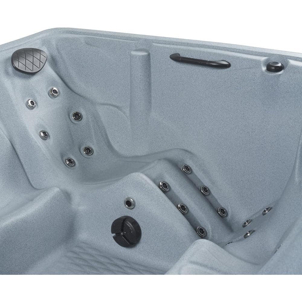 Gray 5-Person Rectangle Electric Hot Tub with 28 Jets