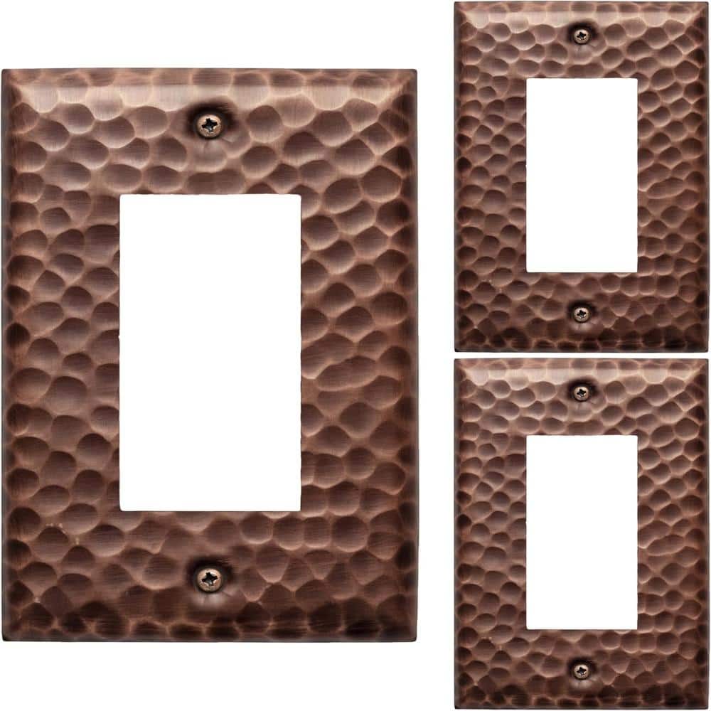Hand Hammered 1-Gang Antique Copper Finish Single Rocker / Decorator Metal Wall Plate (3-Pack) price history on PriceWatchPro