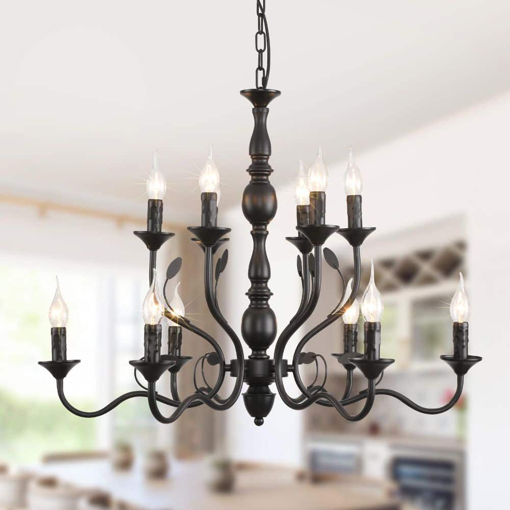 Genoci 12 Light Black Dimmable Retro Industrial Classic