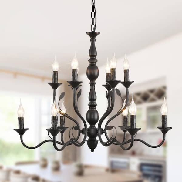 Genoci 12 Light Black Dimmable Retro Industrial Classic