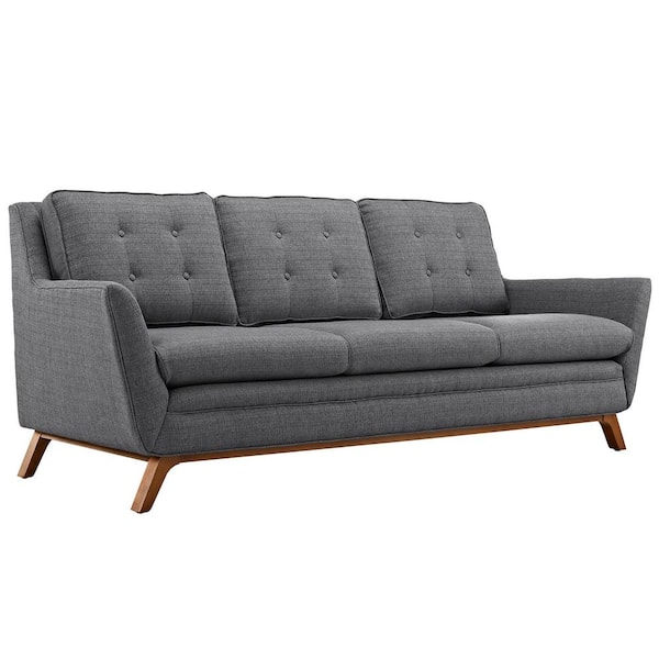 MODWAY Beguile 83.5 in. Gray Polyester 3-Seater Tuxedo Sofa with Square Arms