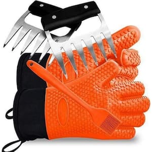Silicone Grill and Cooking Gloves, orange, Grilling gloves, Grilling Set