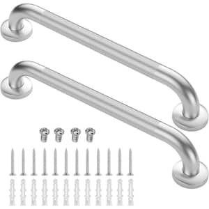 18 in. Concealed Screw Anti Slip Shower Grab Bars in Stainless Steel (2-Pack)