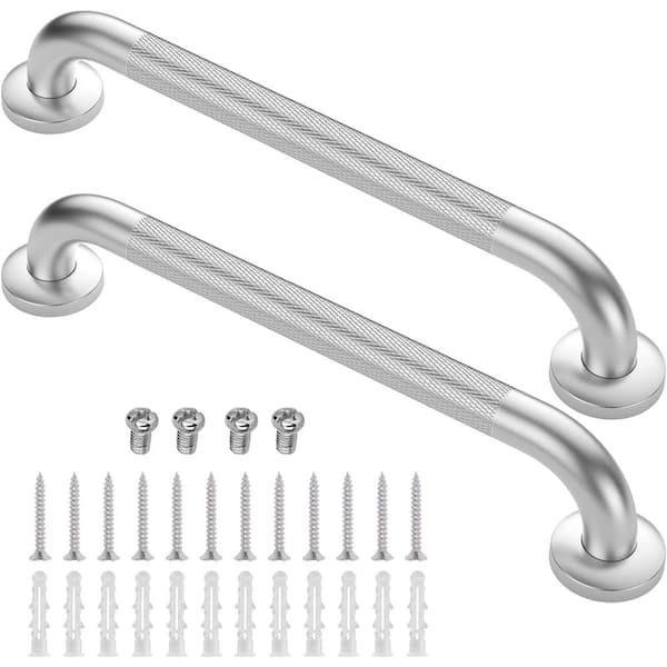 Adrinfly 18 in. Concealed Screw Anti Slip Shower Grab Bars in Stainless Steel (2-Pack)