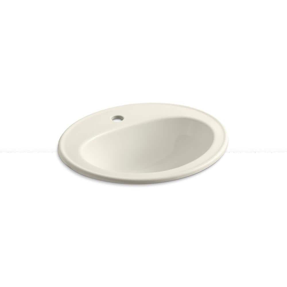 Pennington 20-1/4 in. Drop-In Vitreous China Bathroom Sink in Biscuit with 