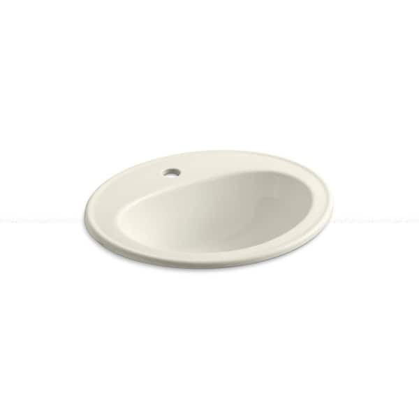 KOHLER Pennington 20-1/4 in. Drop-In Vitreous China Bathroom Sink in Biscuit with Overflow Drain