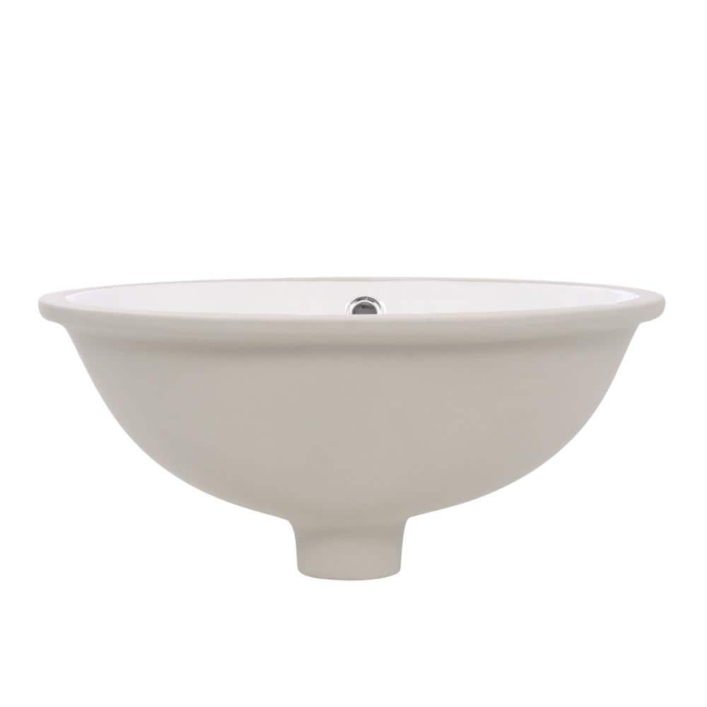18'' Beige and White Vitreous China Oval Undermount Sink