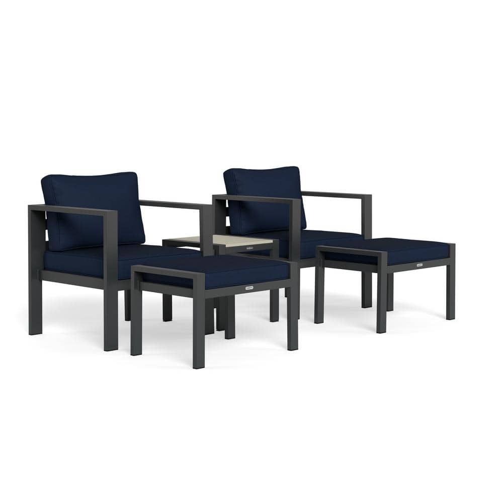 Lakeview Modern Navy Aluminum 5-Piece Outdoor Bistro Set