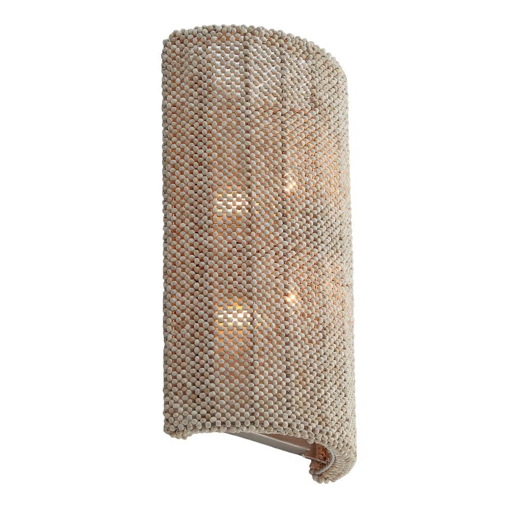 Copra 10.2 in. 2-Light Brushed Nickel Wall Sconce with Coco Bead Shade price history on PriceWatchPro