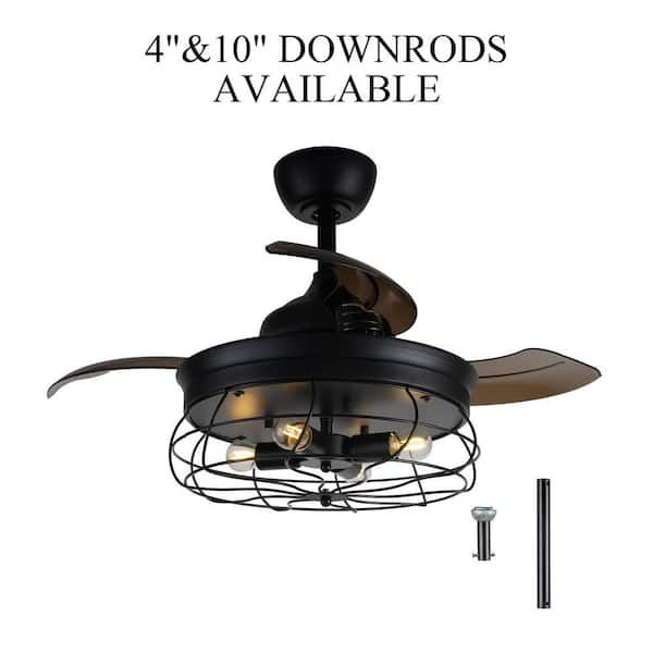 42 Edmund 3 - Blade Retractable Blades Ceiling Fan with Remote Control and Light Kit Included Etta Avenue