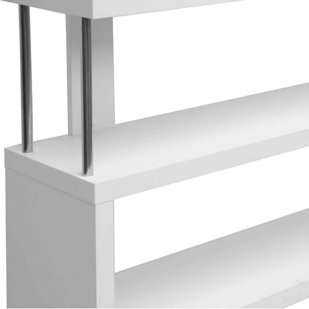 Modern 48" White Engineered Wood Bookcase with Chrome Accents