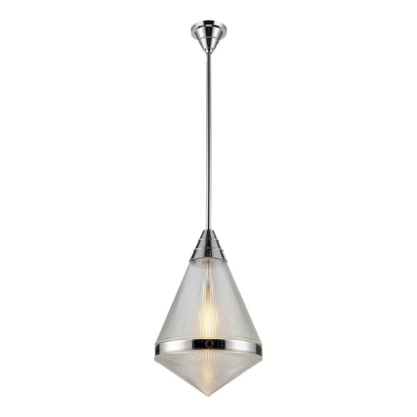 ALORA Willard 22 in. 1 Light 60-Watt Polished Nickel/Prismatic Glass Pendant Light