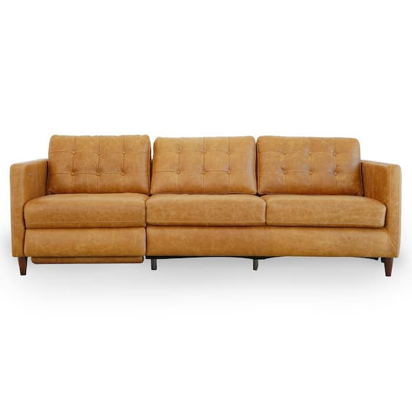 Ashcroft Furniture Co Lunete 93 in. W Tan Brown Square Arm Ashcroft Furniture Co Lunete 93 in. W Tan Brown Square Arm