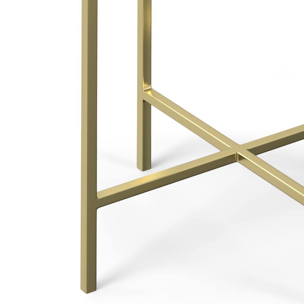 Gold Metal and White Marble Round Side Table, 16 inch