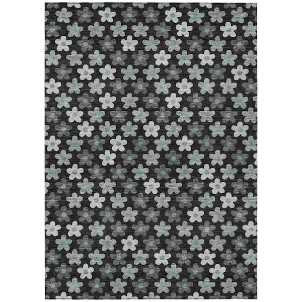 Chantille Machine Washable Indoor/Outdoor Abstract ACN2569 Black 3 ft. x 4 ft. Area Rug