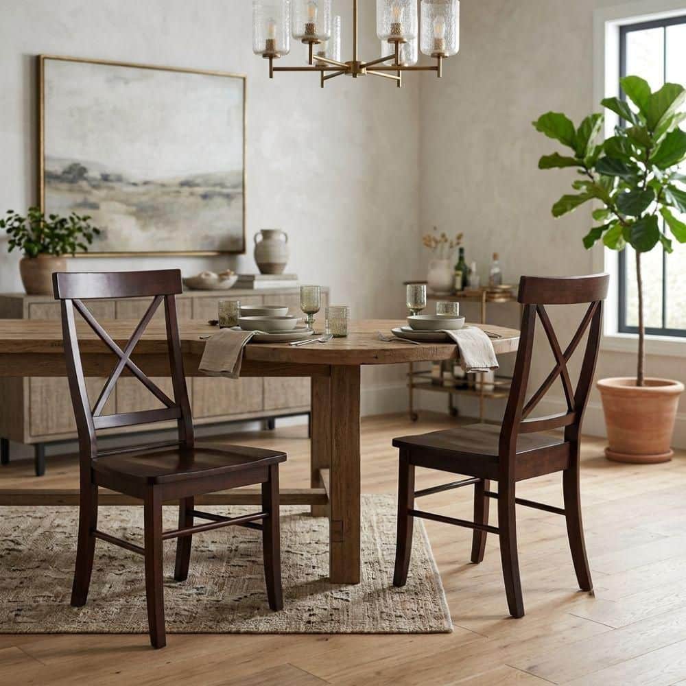 International Concepts Rich Mocha Wood X Back Dining Chair (Set of