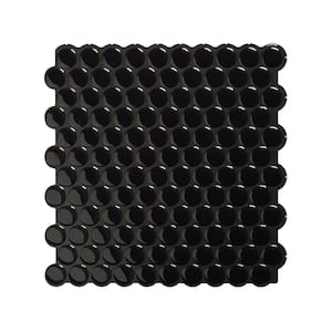Penny Nora Black 8.97 in. x 8.95 in. Vinyl Peel and Stick Tile (2 sq. ft./4-Pack)