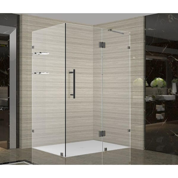Aston Avalux GS 42 in. x 34 in. x 72 in. Completely Frameless Shower Enclosure with Glass Shelves in Oil Rubbed Bronze