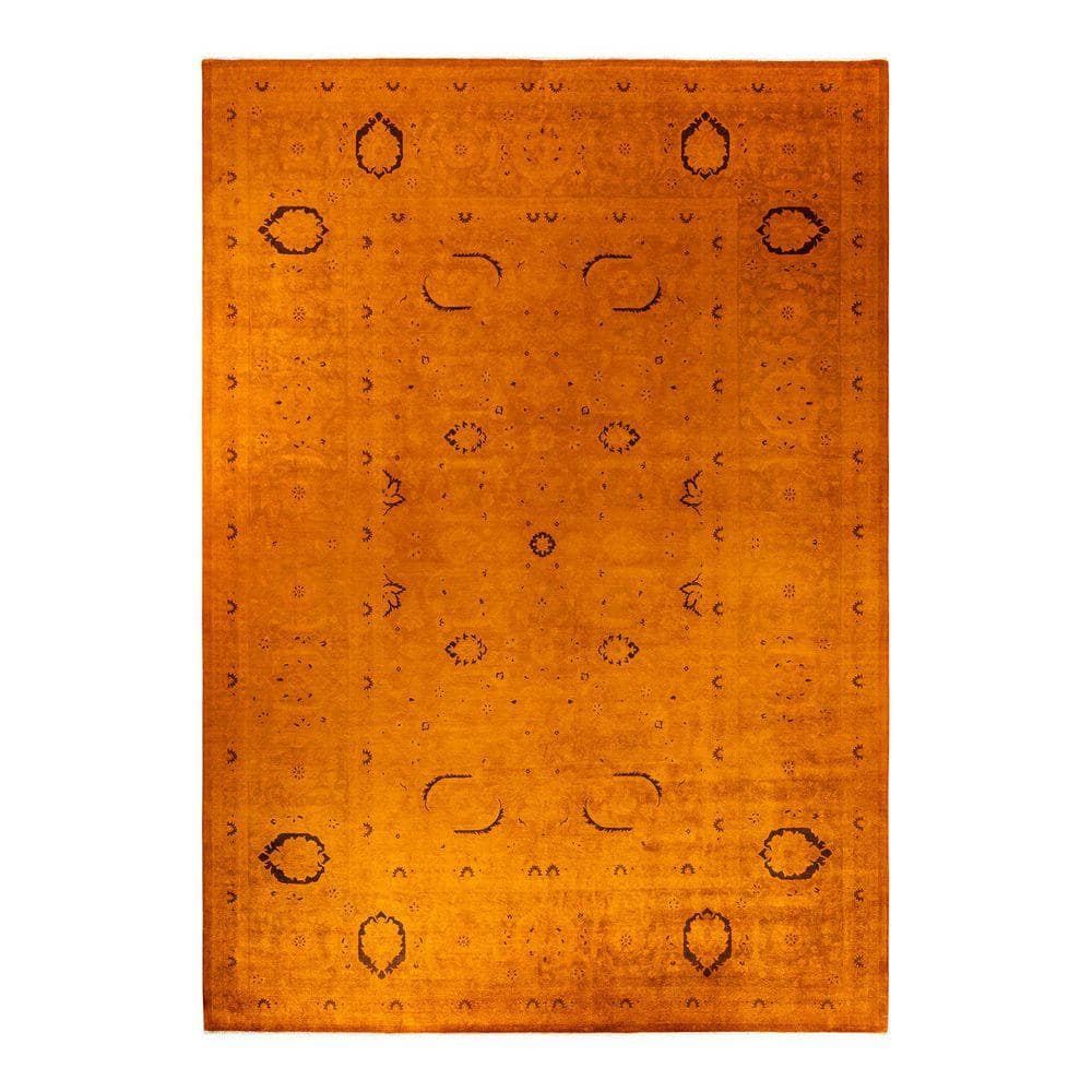 Orange Splat Rug Chloe & Olivia Home Overdyed Orange 10 ft. x 14 ft. Solid Wool Indoor ...