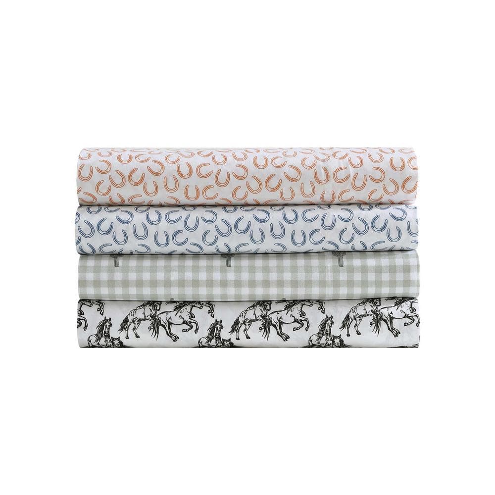 King Orange Horseshoe Print Microfiber Sheet Set