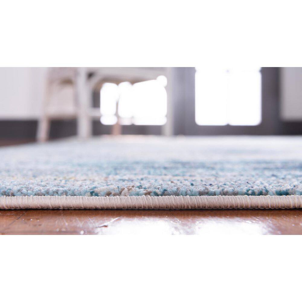 Theia Light Blue Abstract 8' Round Synthetic Area Rug