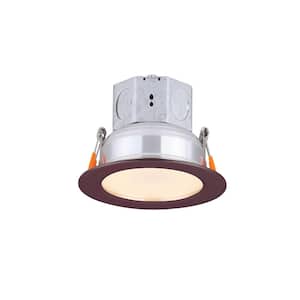 Round Slim Disk 4.25 in. Bronze New Construction Recessed Integrated LED Trim Kit