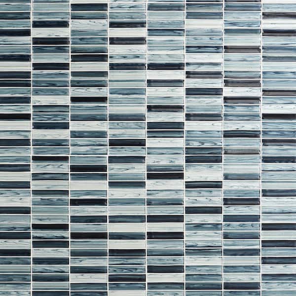 Tara Smoke 11.61 in. x 11.73 in. Stacked Glass Mosaic Tile (0.95 Sq. Ft. / Sheet)