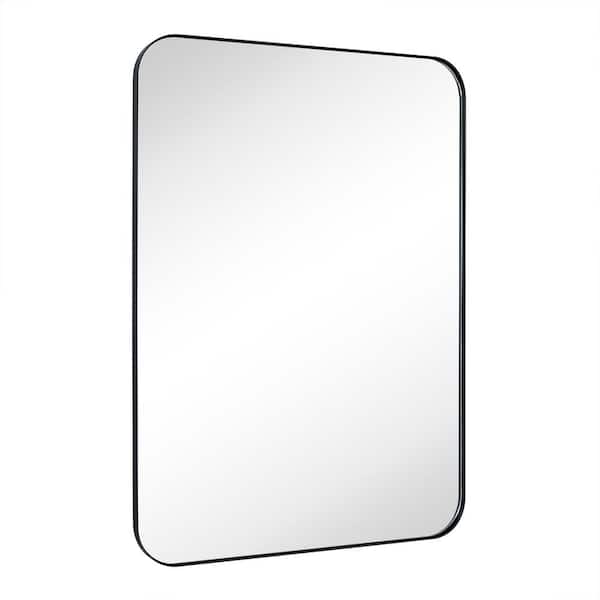 TEHOME Mid-Century 36 in. W x 48 in. H Rectangular Stainless Steel Framed Wall Mounted Bathroom Vanity Mirror in Matt Black