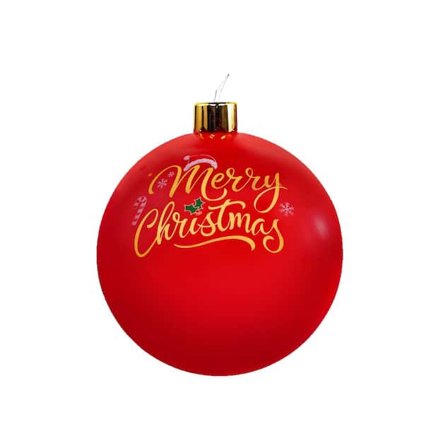 Joiedomi 2.08 ft. W x 2.1 ft. H Multi-Color Polyester Hanging Christmas Ball Ornament Inflatable Decoration w/Build-in LED Lights