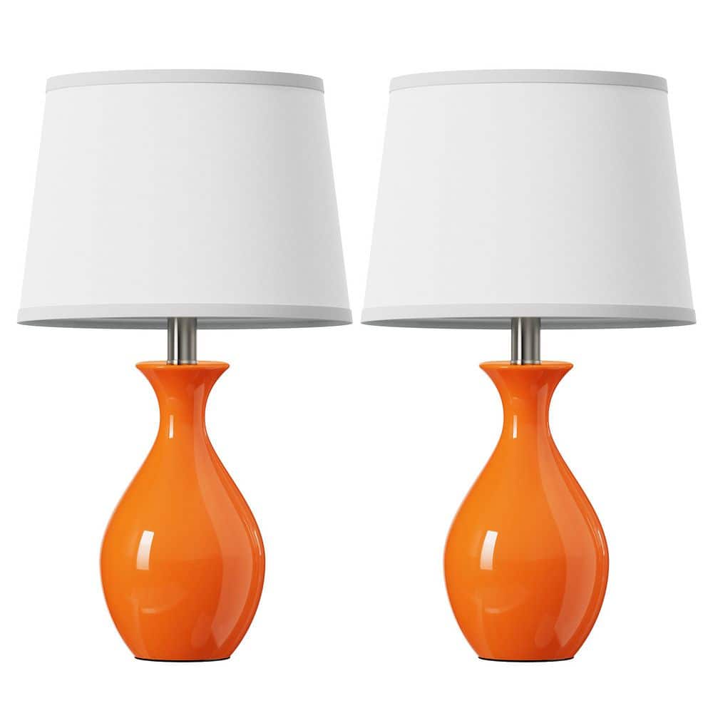 ROTTOGOON 19'' Modern Orange Ceramic Table Lamps Set of 2, Small