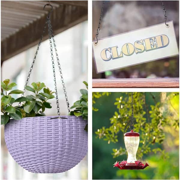 SenQWFa Black Adjustable Hanging Chains with Hooks for Plants Bird Feeders Decorative Metal 24.5 in. 6 -Piece-Pack