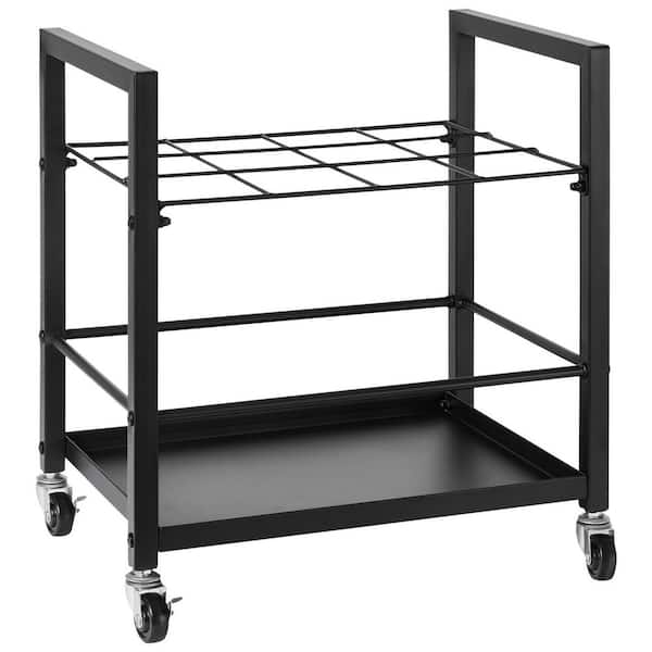 SKYSHALO Blueprint Storage Rack, 12 Slots Blueprint Holder with Wheels, Mobile Metal Blueprint Storage Cart Black
