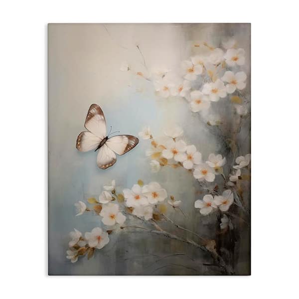Stupell Industries Spring Butterfly and Dogwood by Arlington Prints Unframed Animal Graphic Art Print 20 in. x 16 in.