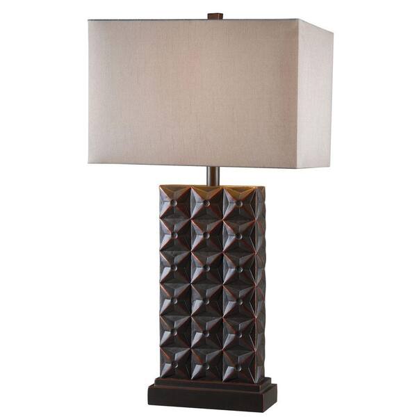 Unbranded Cross Hatch 30 in. Bronze with Copper Highlights Table Lamp