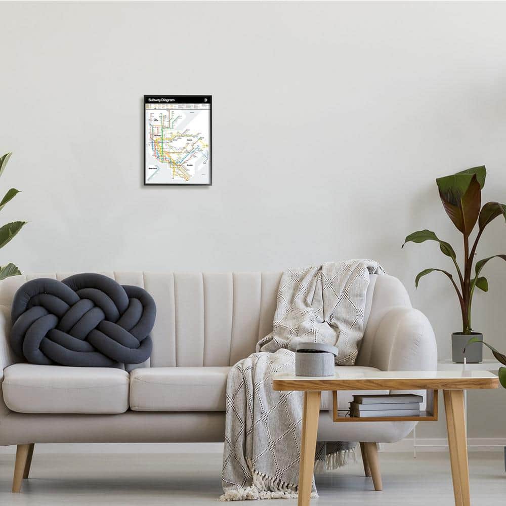 New York City Subway Map Print in Black Frame, 11 x 14