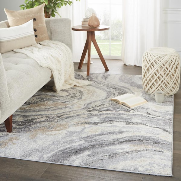 Gatlin Dark Gray/Cream 8 ft. x 10 ft. Abstract Area Rug