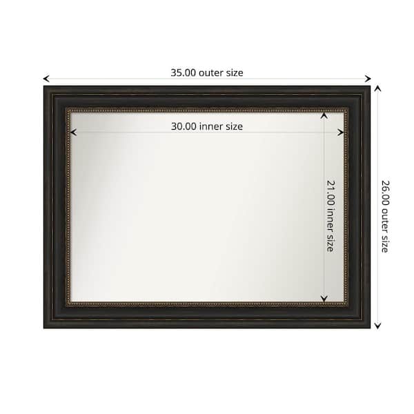 Amanti Art Accent Bronze 35 in. x 26 in. Custom Non-Beveled Polystyrene Antique Framed Bathroom Vanity Wall Mirror