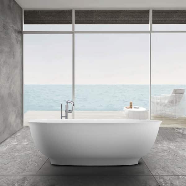 Maincraft 67 in. x 29.5 in. Soaking Bathtub with Center Drain in White