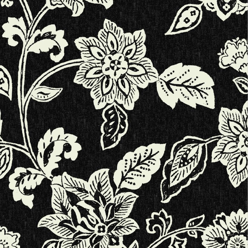Ashland Black Jacobean Floral Outdoor Rocking Chair Cushion